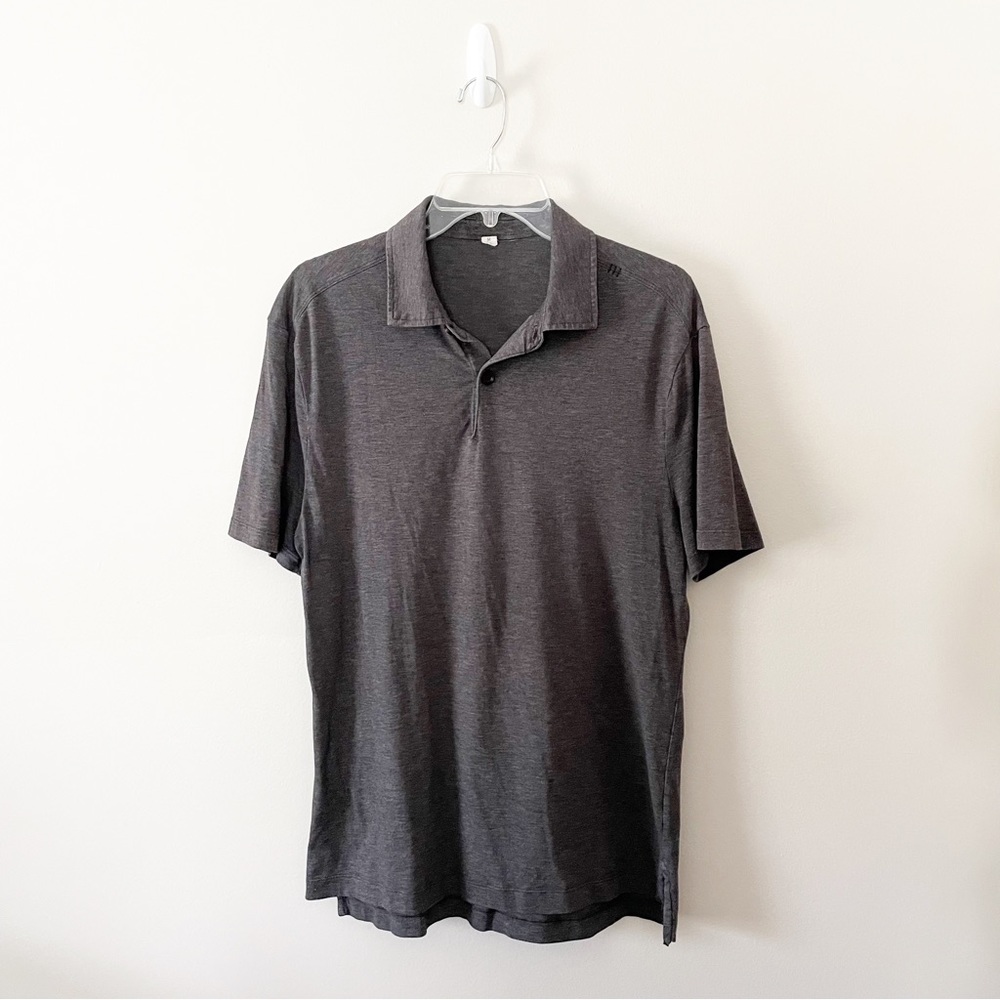 Lululemon Men's Gray Knit Polo Shirt Golf
